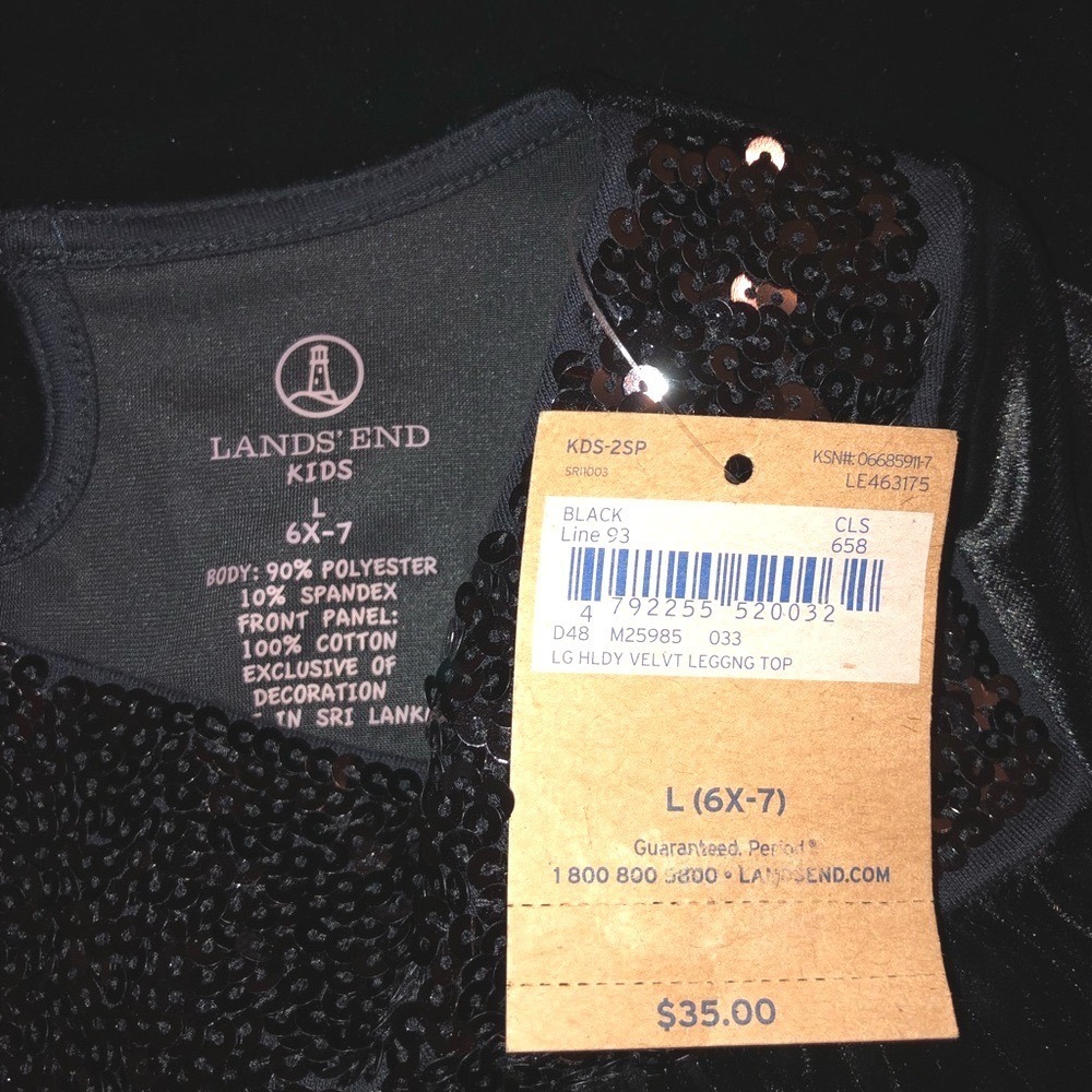 Landsend kids black velvet dress size L (6X-7) new - Picture 5 of 5